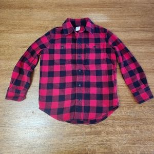 🟣GAP Kids Red and Black Buffalo Check Flannel Shirt Size Small Regular